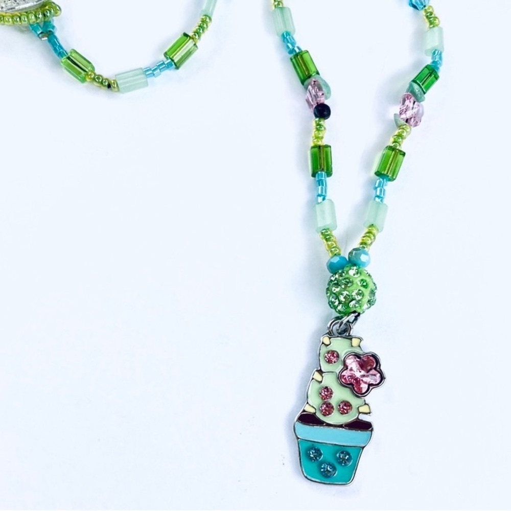 Artisan Crafted Sweet Sparkling Cactus Necklace